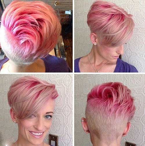 Short Blonde Hair with Pink Highlights