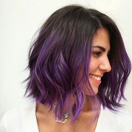 Short Purple Hairtyle, Purple Hair Color Ombre