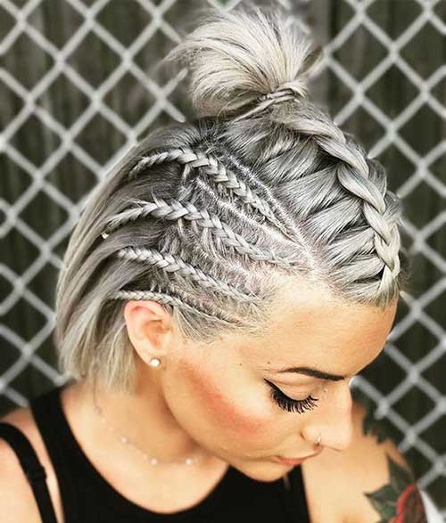 8.Easy Multi Braided Hairstyle for Short Hair