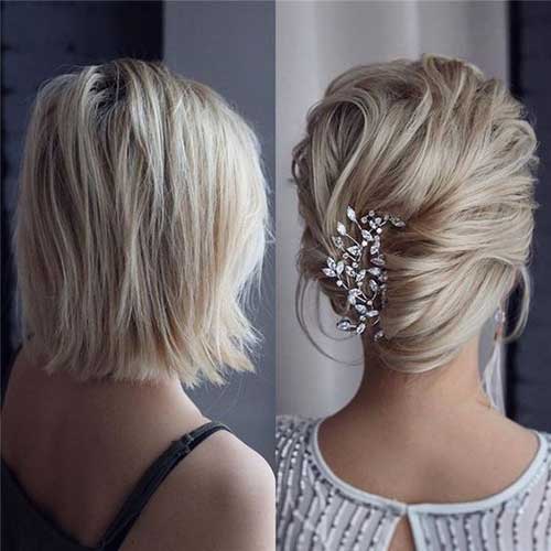 9.Easy French Bun Updo Hairstyle for Short Hair