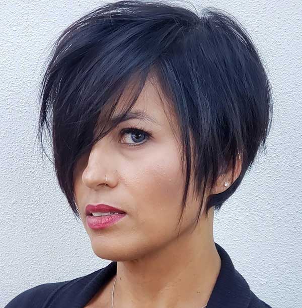 Asymmetric Pixie with Side Swept Bangs